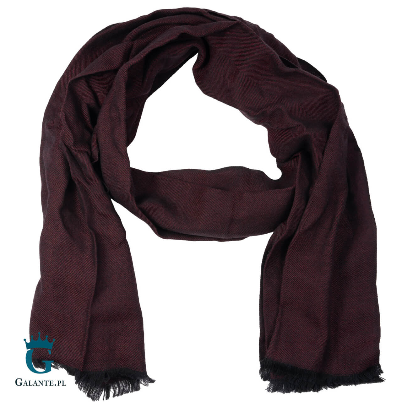 Lekki wełniany szal męski czarny L6311449