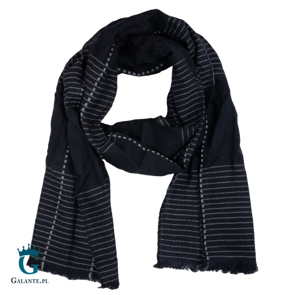 Lekki wełniany szal męski czarny L6311449