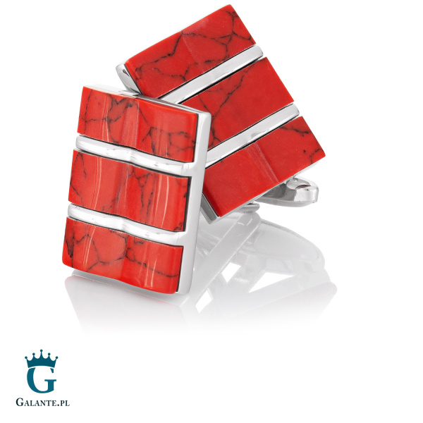 Eleganckie spinki do mankietów z czerwonym jaspisem GS-293