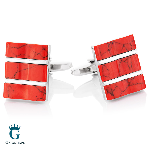 Eleganckie spinki do mankietów z czerwonym jaspisem GS-293
