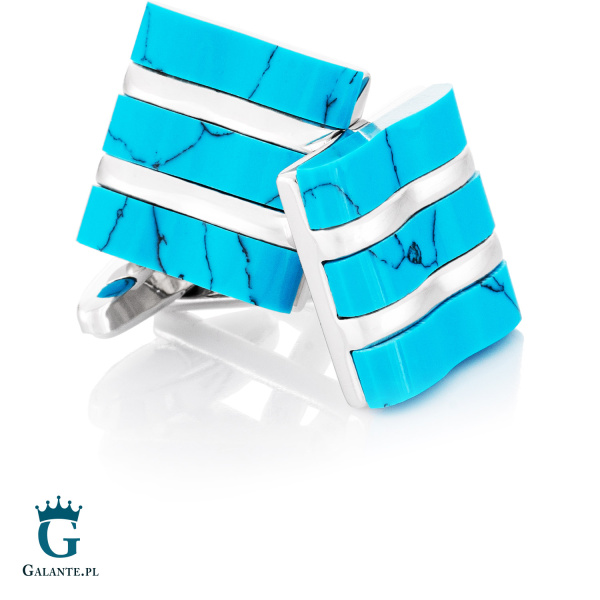 Eleganckie spinki do mankietów z turkusem GS-291