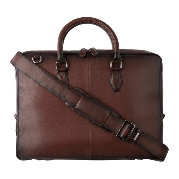 Zgrabna teczka na laptop 13” ze skóry licowej Visconti AT-50 – brązowa