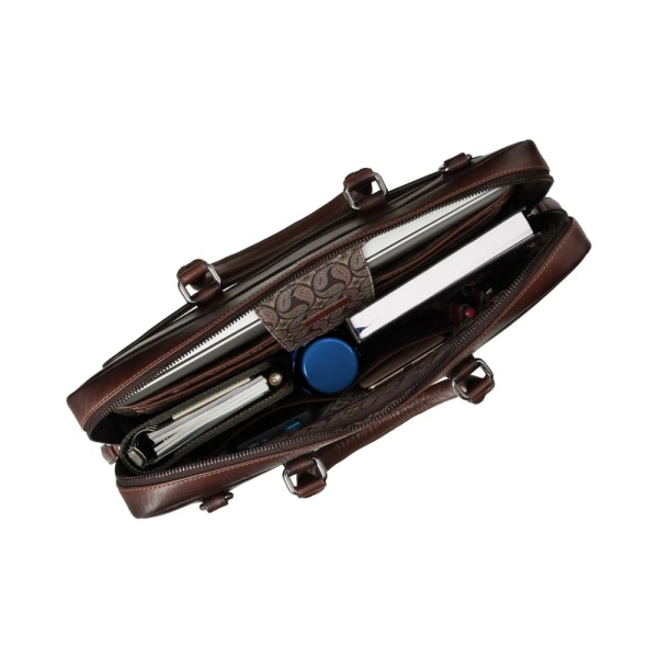 Zgrabna teczka na laptop 13” ze skóry licowej Visconti AT-50 – brązowa