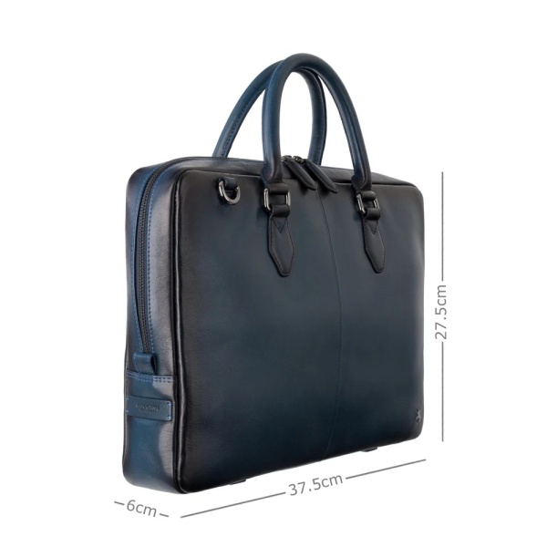 Zgrabna teczka na laptop 13” ze skóry licowej Visconti AT-50 – granatowa