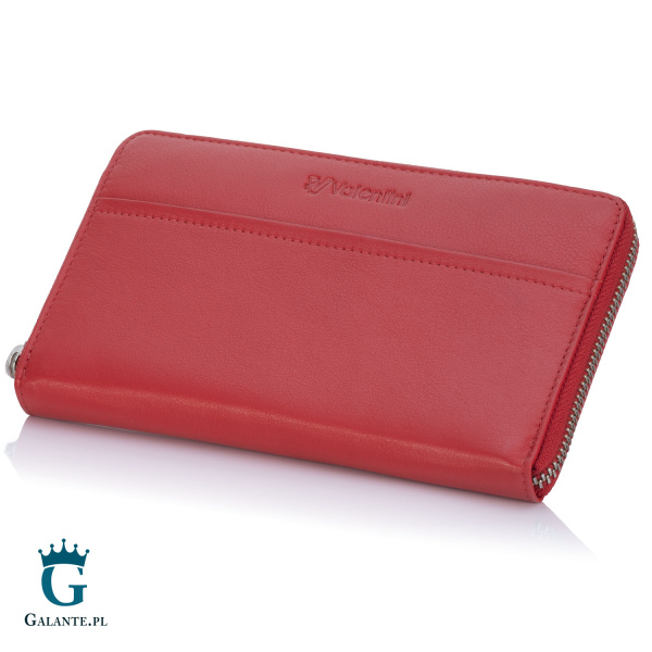 Duży portfel damski Valentini zamykany na zamek 154-820 – czerwony