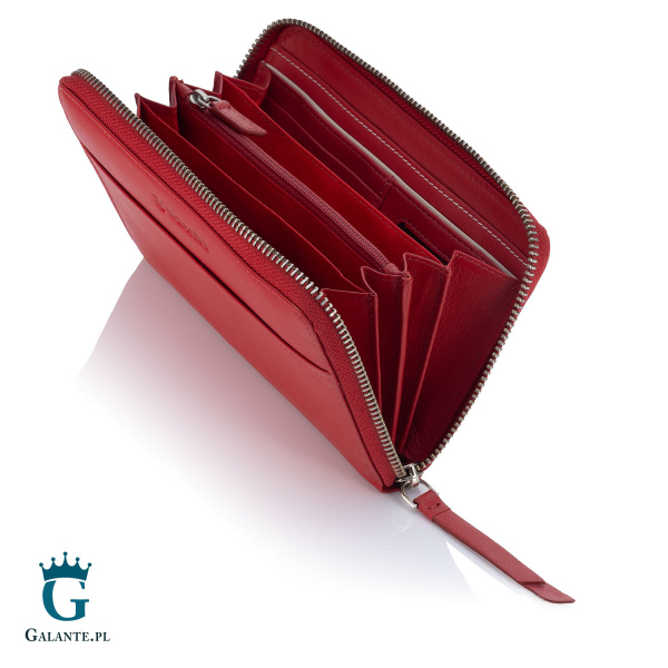Duży portfel damski Valentini zamykany na zamek 154-820 – czerwony