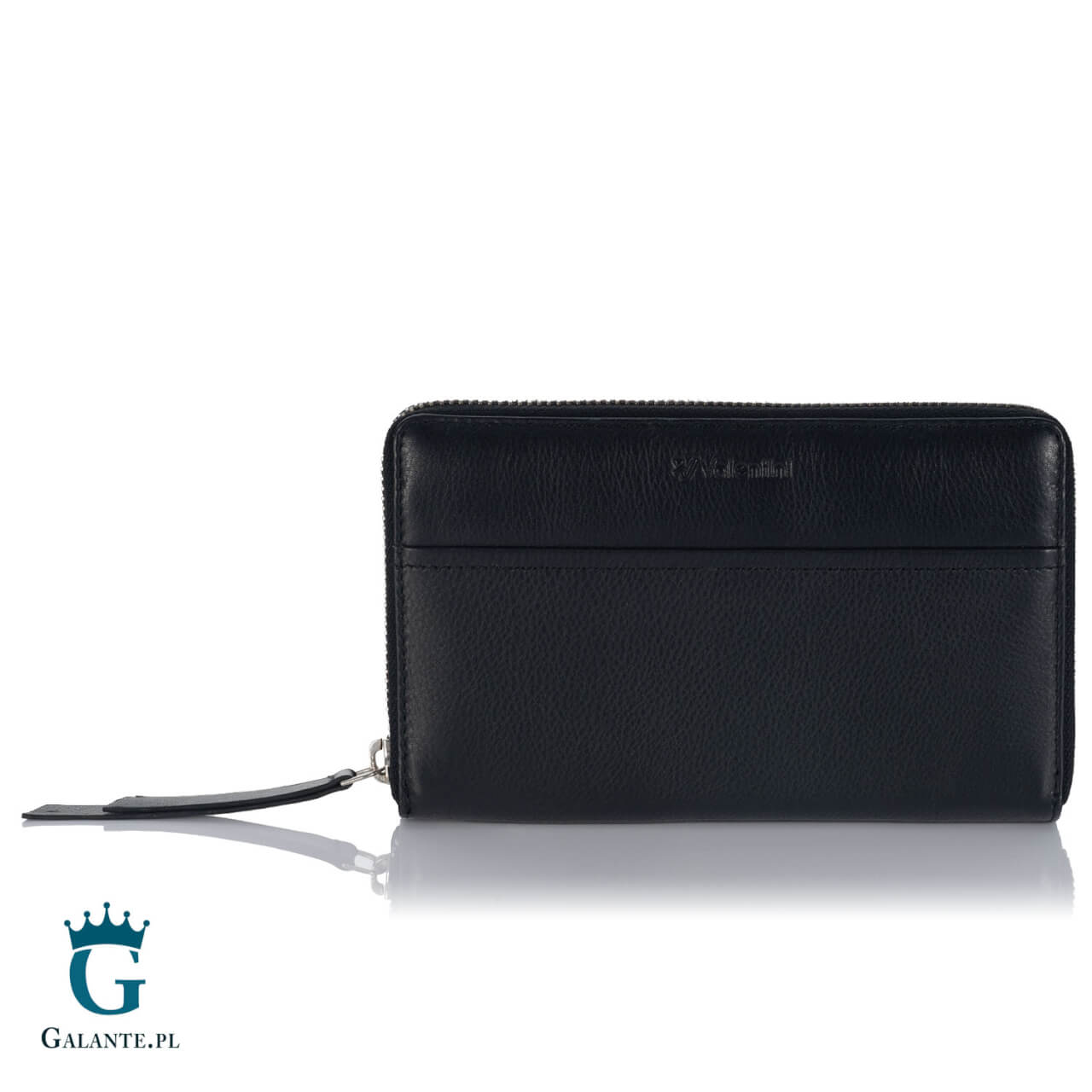 Duży portfel damski Valentini zamykany na zamek 154-820 – czarny