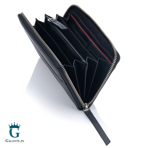 Duży portfel damski Valentini zamykany na zamek 154-820 – czarny