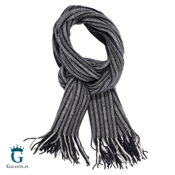 Czarno-szary wełniany szal męski SW-002