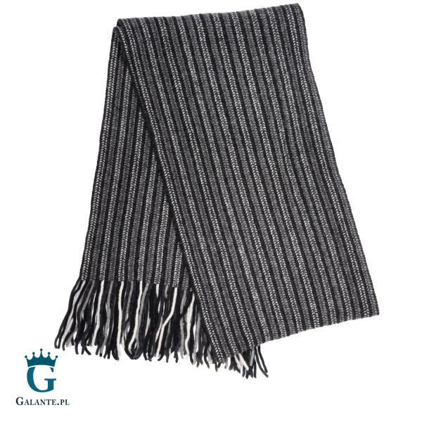 Czarno-szary wełniany szal męski SW-002