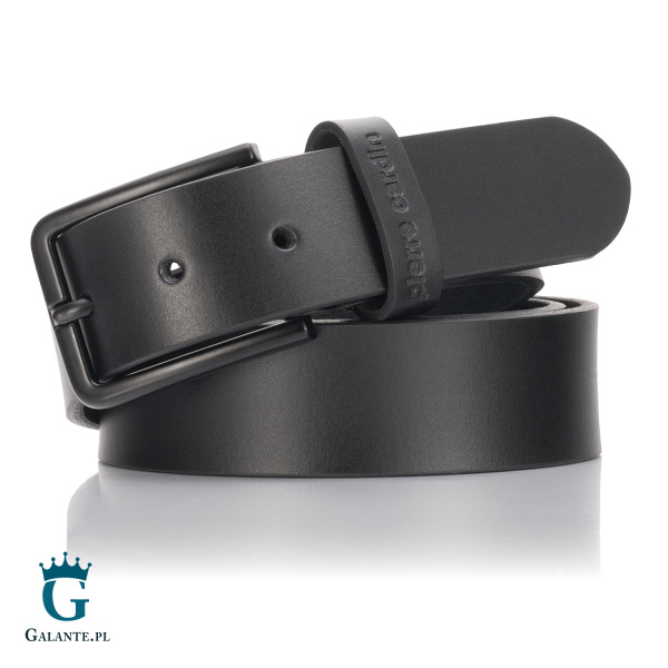 Skórzany pasek męski Pierre Cardin z czarną klamrą 70478
