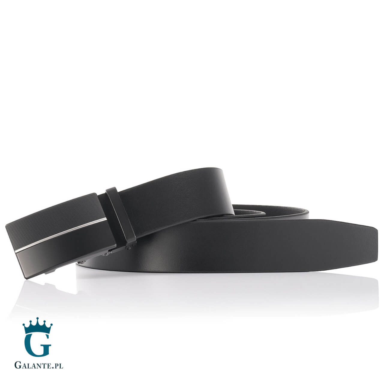 Skórzany pasek męski Pierre Cardin z czarną klamrą 70478