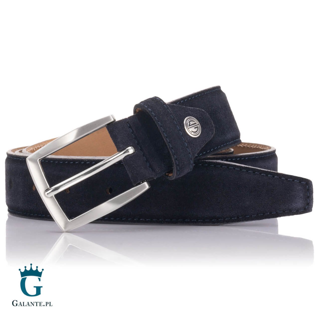 Pasek antyalergiczny skóra zamsz Lindenmann 7331 granat