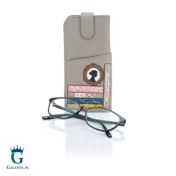 Skórzany futerał na okulary Jane Austen Yoshi Y4309 – szary