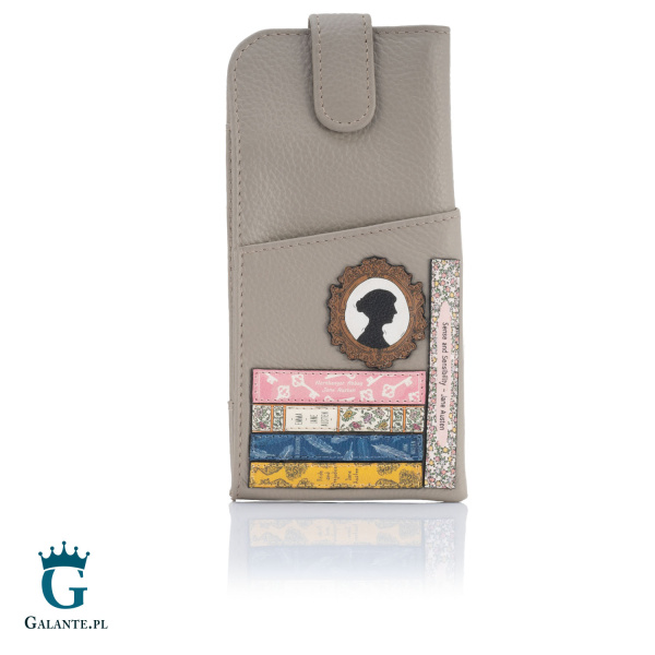 Skórzany futerał na okulary Jane Austen Yoshi Y4309 – szary