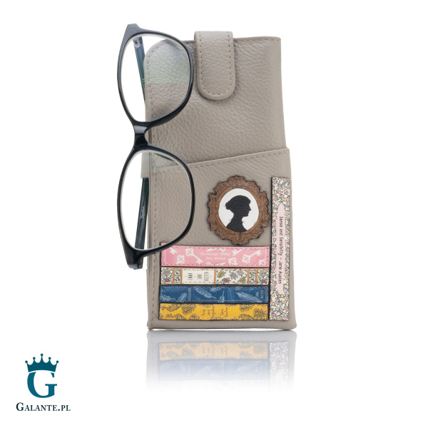 Skórzany futerał na okulary Jane Austen Yoshi Y4309 – szary