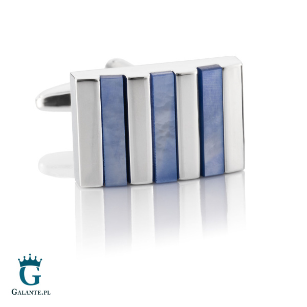 Spinki do mankietów stal i niebieska masa perłowa SD-1273