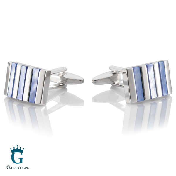 Spinki do mankietów stal i niebieska masa perłowa SD-1273