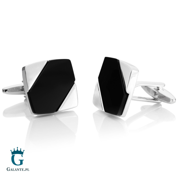 Eleganckie, duże spinki do mankietów z onyksem SD-1057