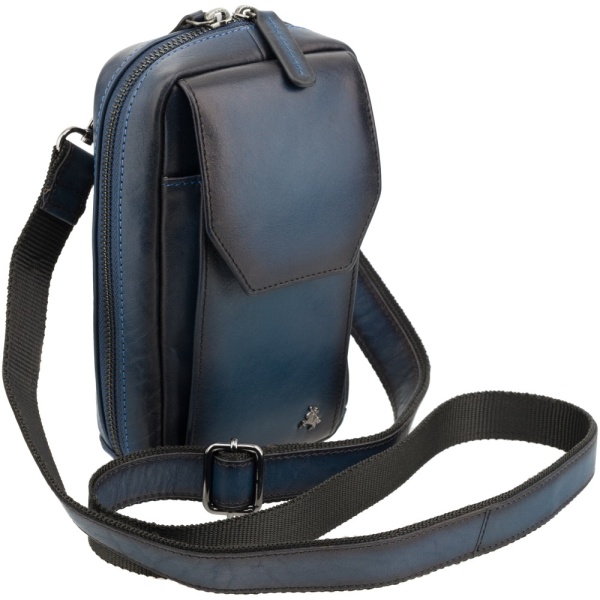 Skórzana saszetka podróżna Visconti Atelier granatowa