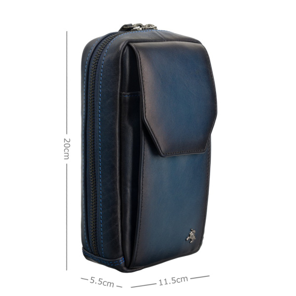 Skórzana saszetka podróżna Visconti Atelier granatowa