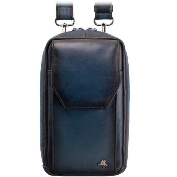 Skórzana saszetka podróżna Visconti Atelier granatowa