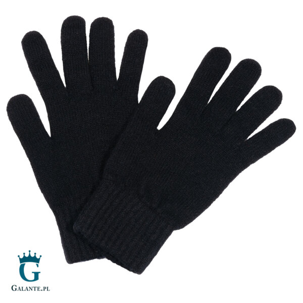 Czarne wełniane rękawiczki zimowe RWA-002