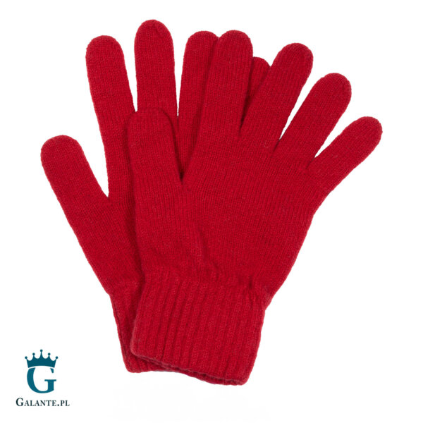 Czerwone wełniane rękawiczki zimowe RWA-004