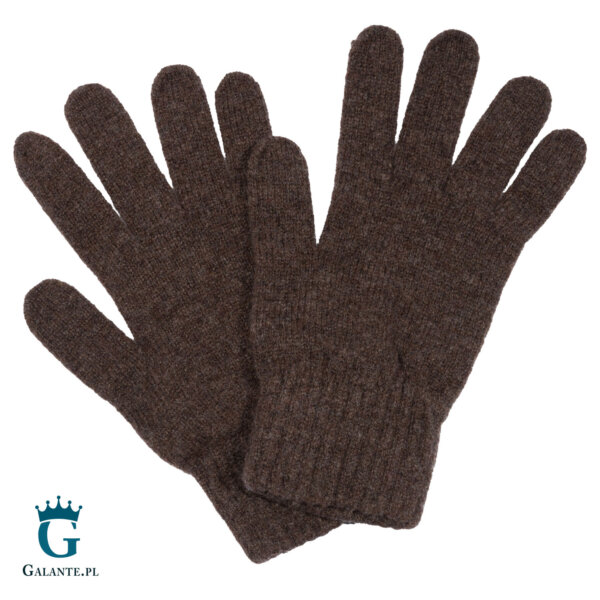Brązowe wełniane rękawiczki zimowe RWA-003