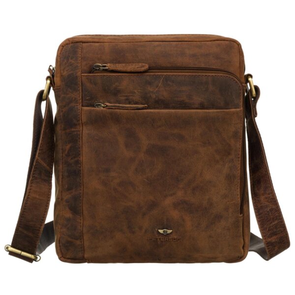 Pojemna brązowa saszetka męska ze skóry hunter PETERSON River