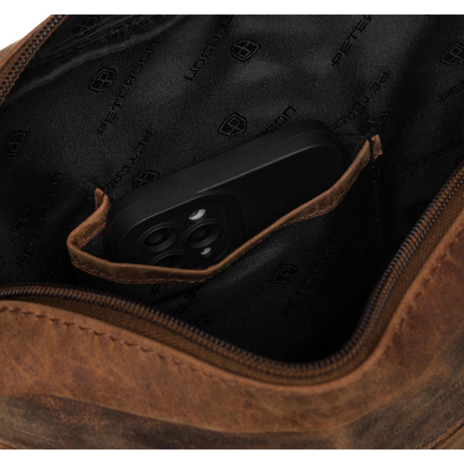 Pojemna brązowa saszetka męska ze skóry hunter PETERSON River