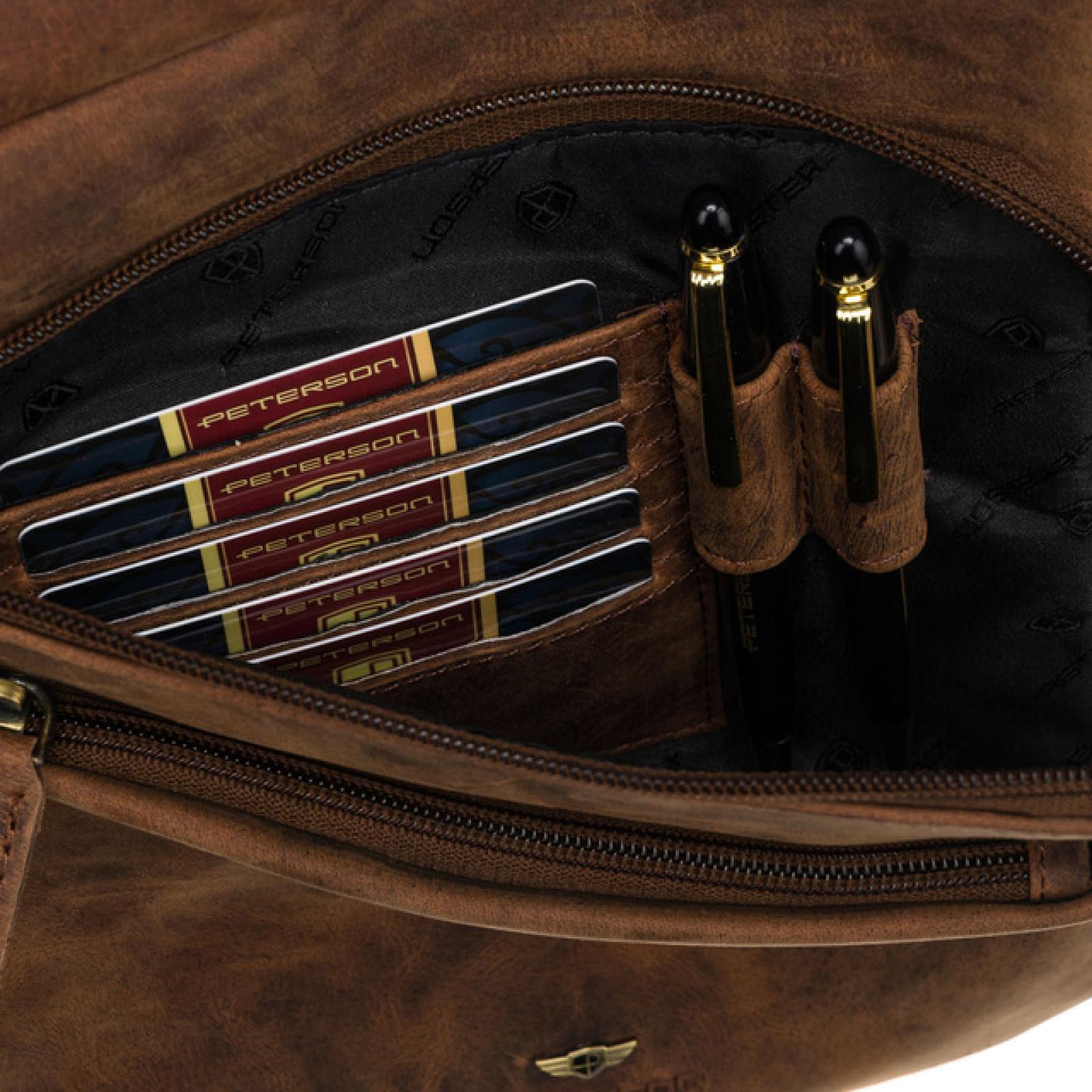 Pojemna brązowa saszetka męska ze skóry hunter PETERSON River
