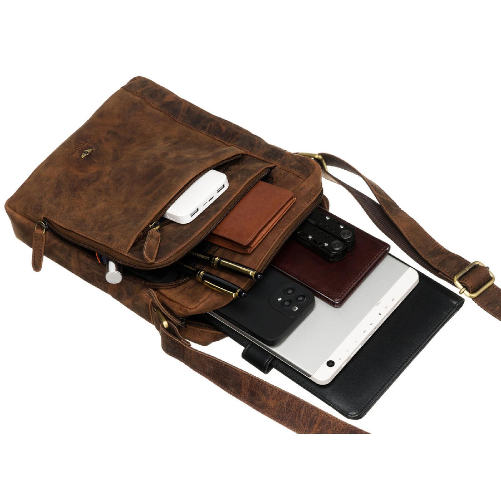 Pojemna brązowa saszetka męska ze skóry hunter PETERSON River