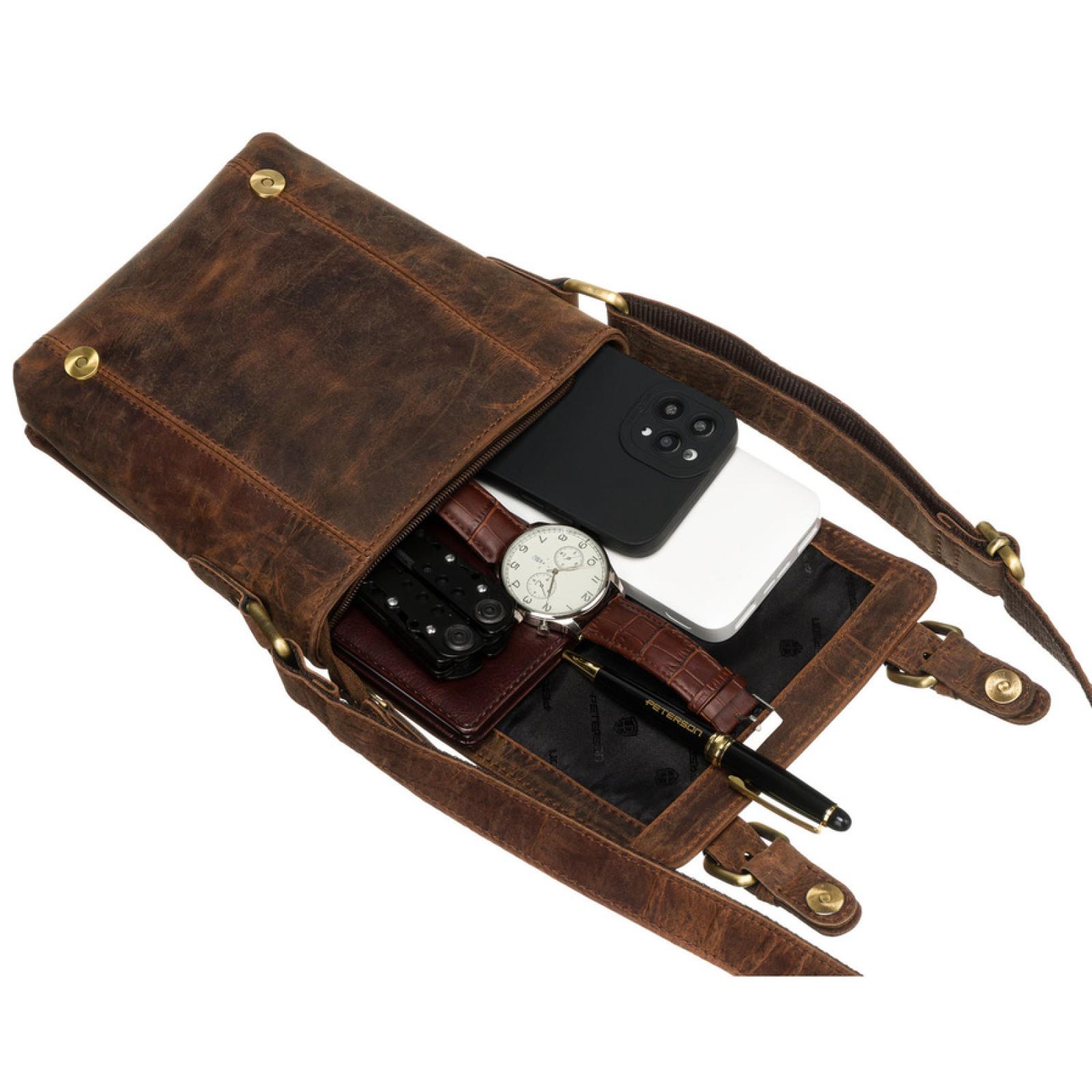 Mała saszetka męska ze skóry nubuk PETERSON 996-S