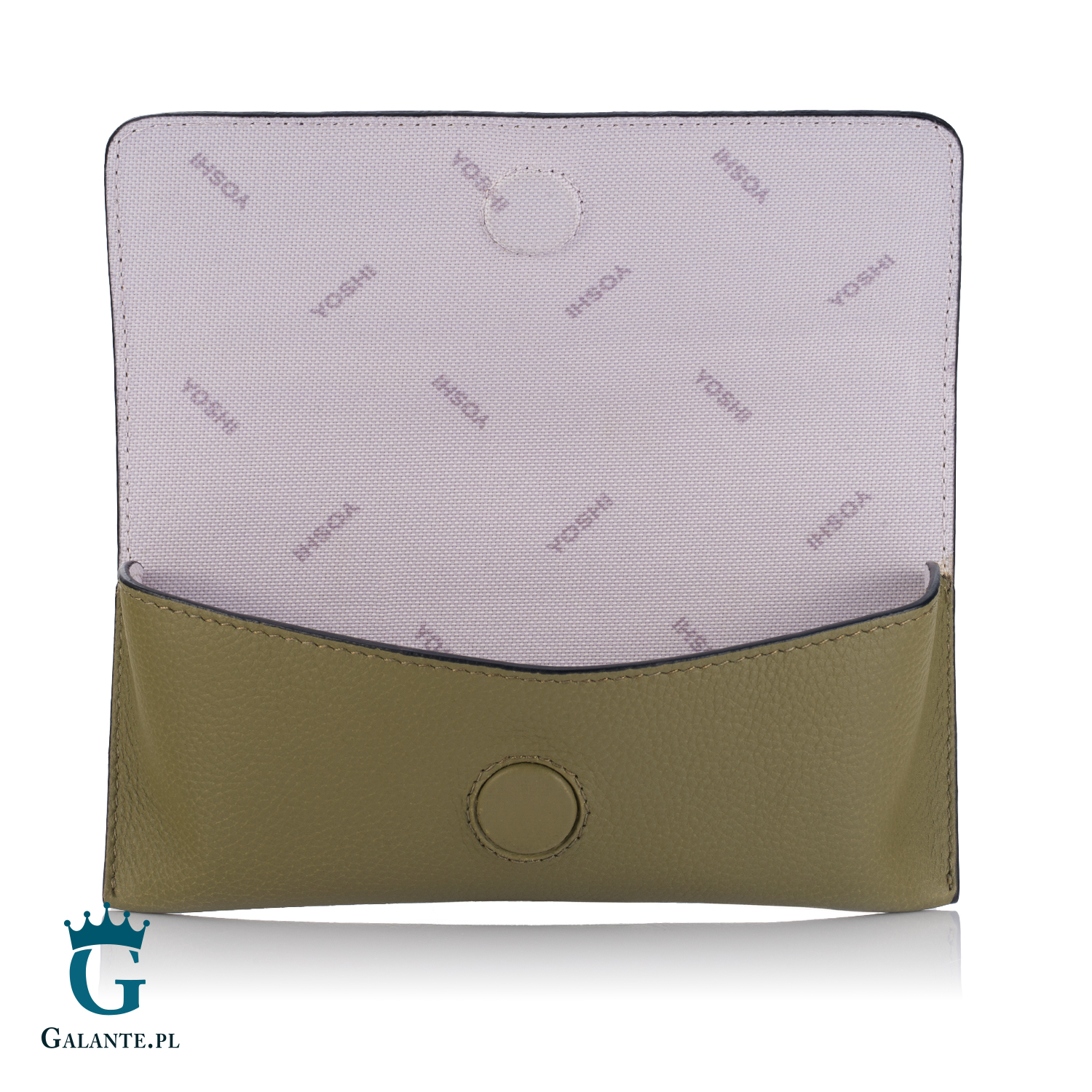 Skórzane damskie etui na okulary Jane Austen Yoshi oliwkowe