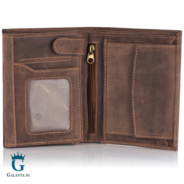 Duży Portfel Skórzany Męski PETERSON 317 Brązowy