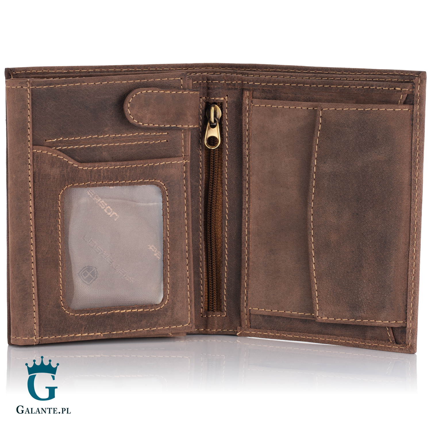 Duży Portfel Skórzany Męski PETERSON 317 Brązowy