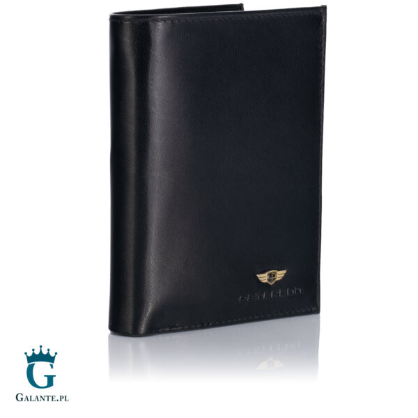 Duży Pionowy Portfel Męski Skórzany PETERSON 348 Czarny