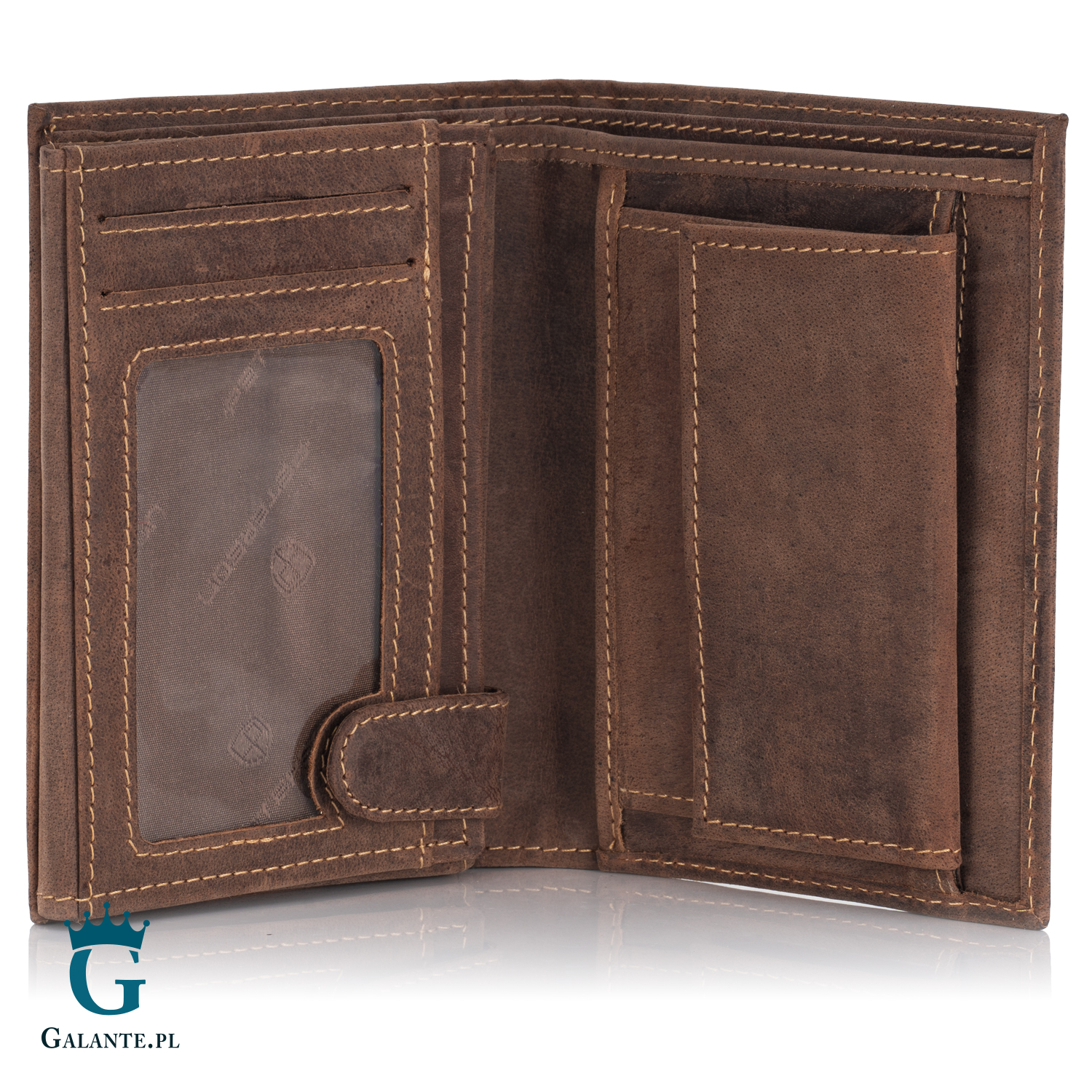 Duży Pionowy Portfel Męski PETERSON 348 z RFID – brązowy