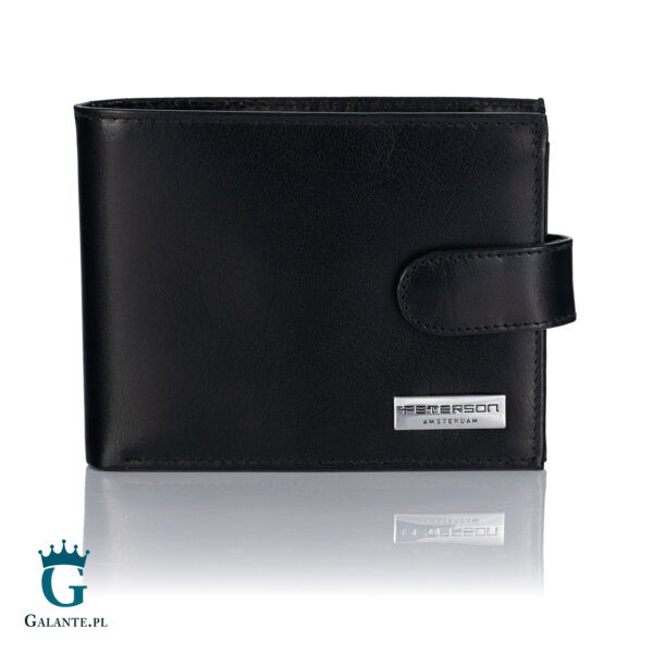 Skórzany zapinany portfel męski z logo PETERSON 304Z-PR