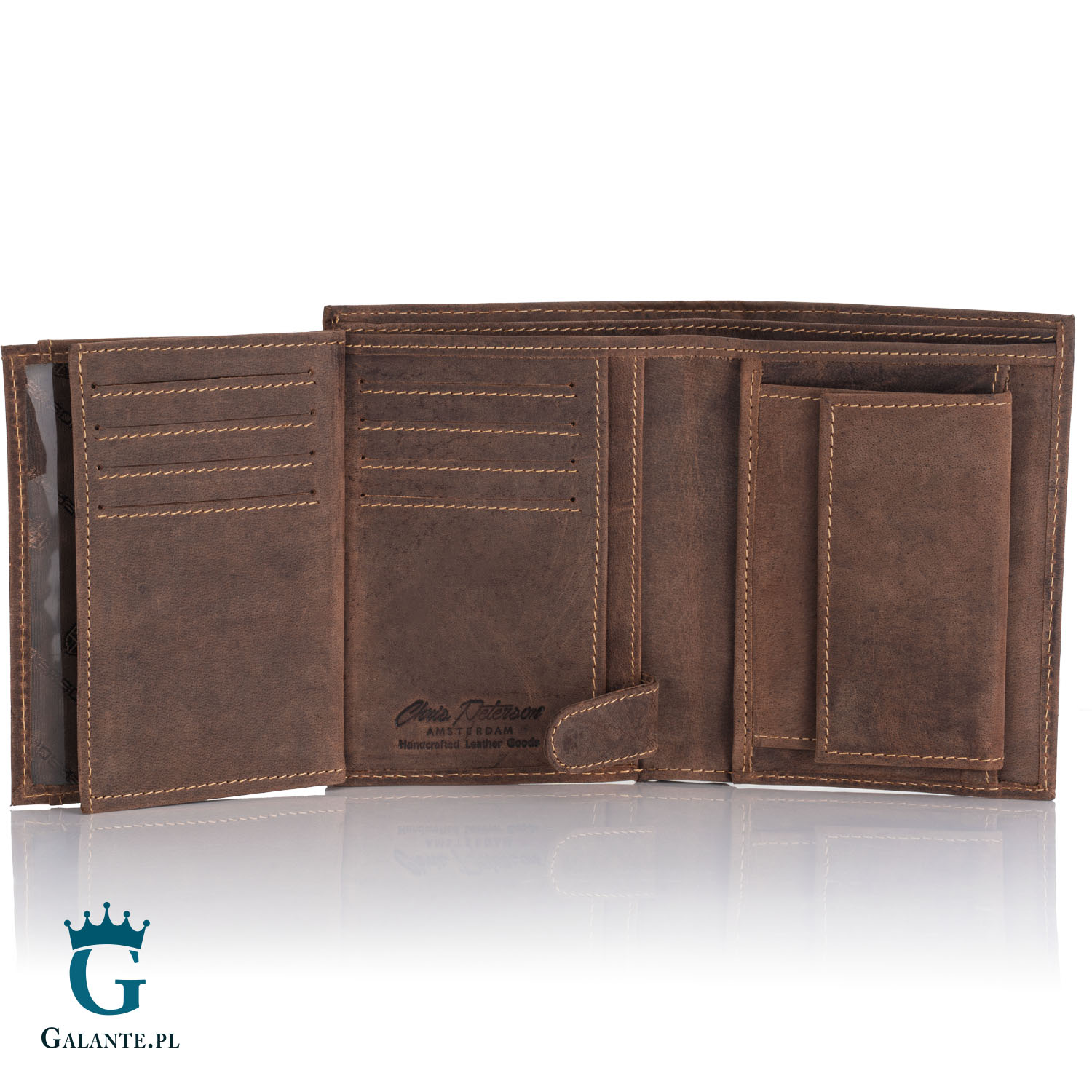 Duży Pionowy Portfel Męski PETERSON 348 z RFID – brązowy