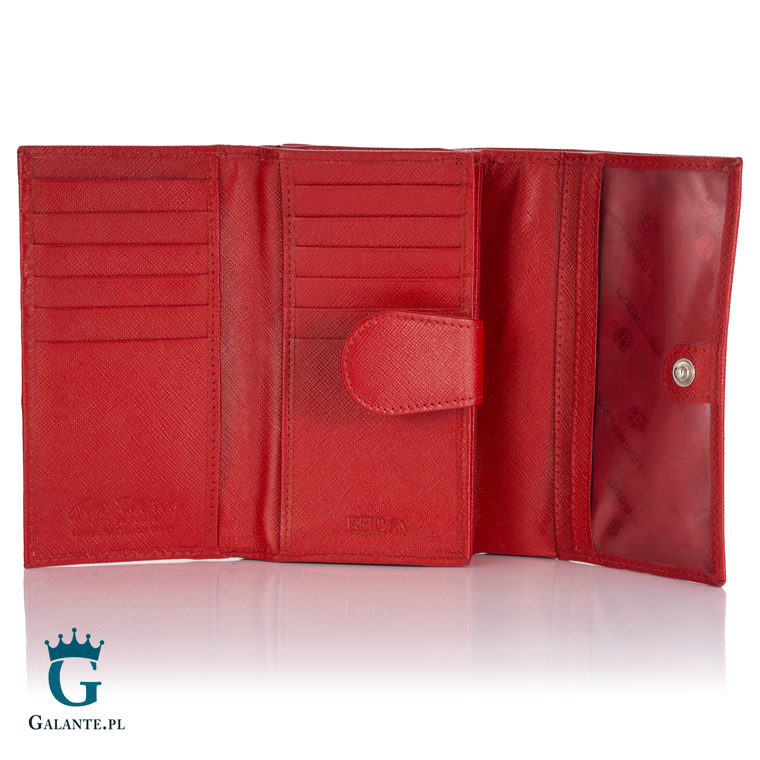 Skórzany Portfel Damski w Kratkę PETERSON RD-21-GCLS