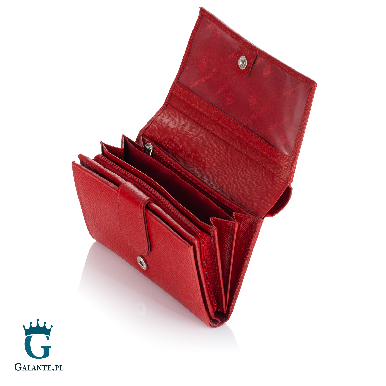 Skórzany Portfel Damski w Kratkę PETERSON RD-21-GCLS