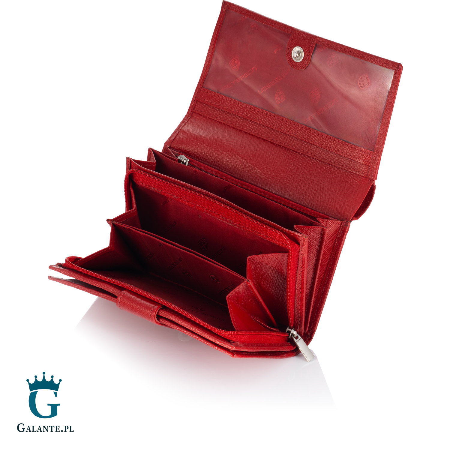 Skórzany Portfel Damski w Kratkę PETERSON RD-21-GCLS