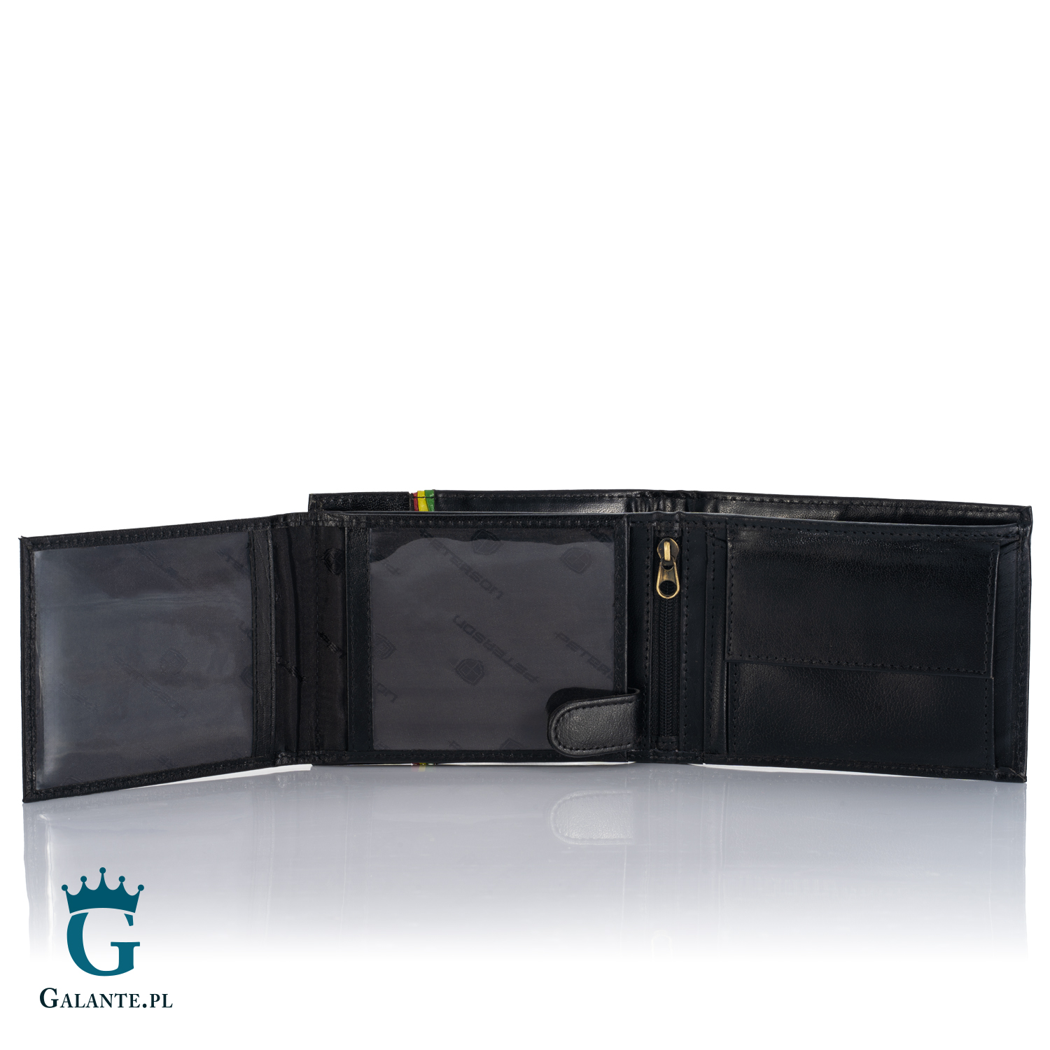 Skórzany portfel męski Kolory Rasta PETERSON 304RA Czarny