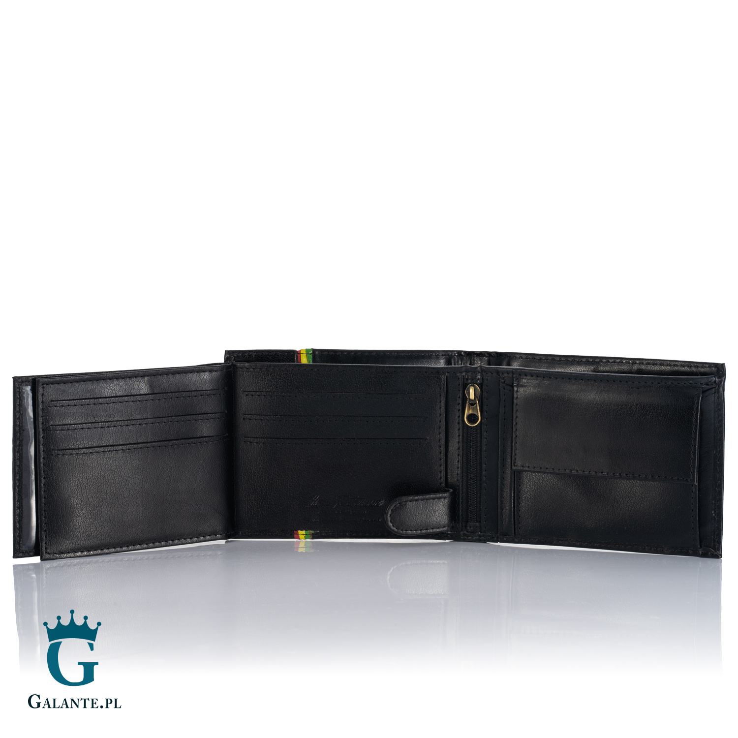 Skórzany portfel męski Kolory Rasta PETERSON 304RA Czarny