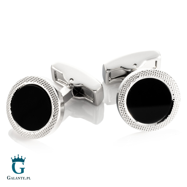 Spinki do mankietów z onyksem i filigranem SD-1125