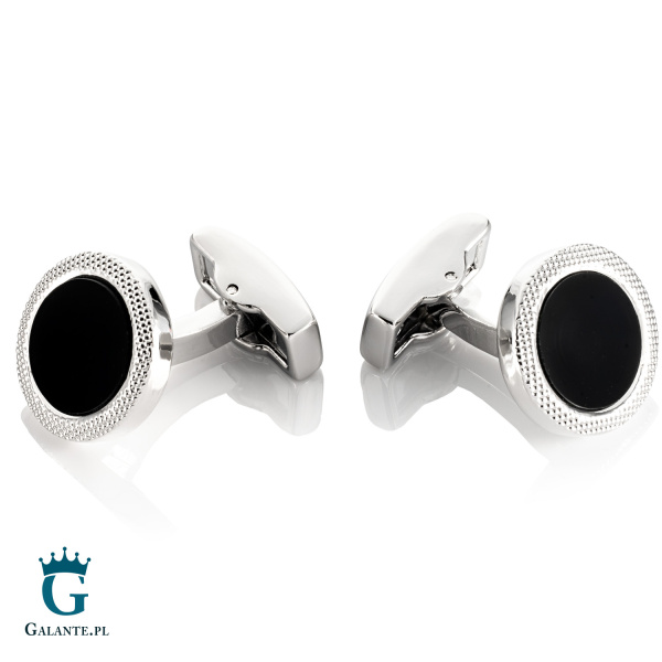 Spinki do mankietów z onyksem i filigranem SD-1125