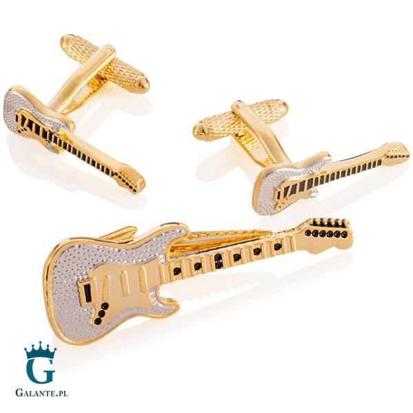 Komplet biżuterii dla muzyka złote gitary TBC37