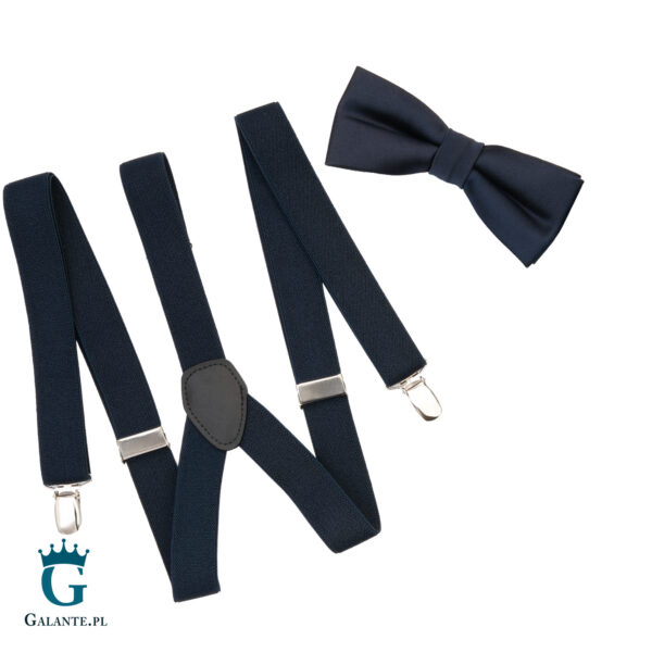 Zestaw Muszka i czarnogranatowe szelki L9802